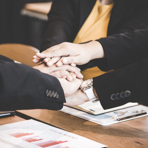 Business partner people joining hand after contract finished meeting. Teamwork Concept.